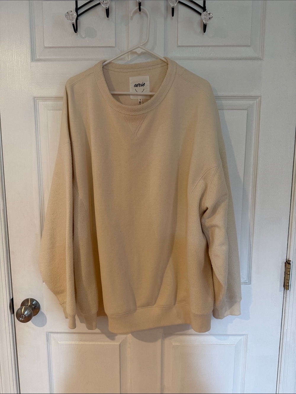 aerie womens Cream/Tan Crewneck Sweatshirt